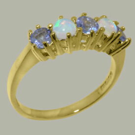 【送料無料】ネックレス　イエローゴールドタンザナイトオパールリングサイズ14ct yellow gold natural tanzanite amp; opal womens eternity ring sizes j to z