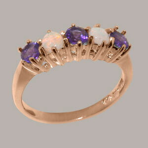 yzlbNX@[YS[hAWXgIp[OTCY14ct rose gold natural amethyst amp; opal womens eternity ring sizes j to z