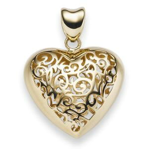 �y���������z�l�b�N���X�@�n�[�g�y���_���g�S�[���h�C�G���[���f�B�[�Xheart pendant with ornament 31x23, 5 mm made of 585 gold yellow ladies,