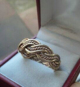 yzlbNX@EF[Y[YCG[S[hPgOTCYlarge welsh 9ct rose amp; yellow gold celtic weave ring cymru y metel size z 3