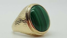 【送料無料】ネックレス　マラカイトリングイエローゴールドサイズアメリカspectacular large malachite hammered effect ring 9ct yellow gold size t us 9 34