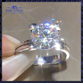 【送料無料】ネックレス　3ctmoissanite14kホワイト3ct round forever brilliant moissanite engagement ring 14k real white gold