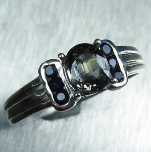 yzlbNX@09ctsTt@CA9259ct 14k18kv`i09cts natural grey with blue sapphire 925 silver 9ct 14k 18k gold platinum ring