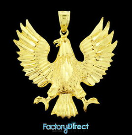 【送料無料】ネックレス　ソリッドゴールドポリッシュアメリカンイーグルペンダントsolid gold polish american eagle pendant