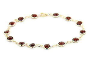 �y���������z�l�b�N���X�@75�C���`14k�C�F���[�S�[���h�J�b�g14k yellow gold fancy cut bracelet with garnet gemstones 75 inches