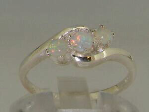 �y���������z�l�b�N���X�@�z���C�g�S�[���h�I�p�[�������O�T�C�Y18ct 750 white gold natural opal womens trilogy ring sizes j to z