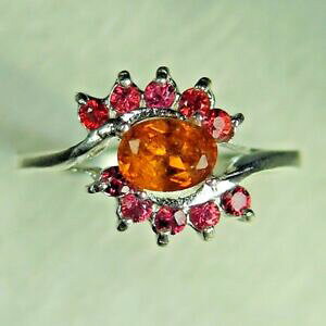 yzlbNX@IWTt@CAVo[kkS[hv`iOrare natural orange clinohumite amp;sapphire 925 silver 14k 18k gold platinum ring
