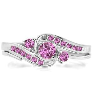 yzlbNX@S[hsNTt@CAX[Zbg050 ct 10 ct gold pink genuine sapphire swirl wedding ring set 12 ct