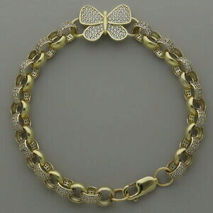 yzlbNX@9ctZbgx`[75mm8rrp855{cl48}9ct gold ladies gemset butterfly belcher bracelet 75mm 8 rrp 855 {cl48}