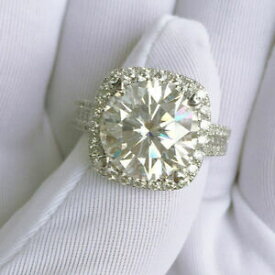 【送料無料】ネックレス　ハローリアルホワイトゴールド2ct roundcut moissanite halo promise engagement ring 14k real white gold