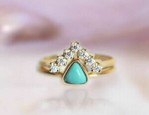 yzlbNX@\bhS[hO^[RCYA[fROZbg14k solid gold ring turquoise trillion engagement ring set art deco ring djr0111