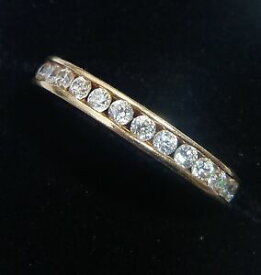 【送料無料】ネックレス　ゴールドテンションセットリングサイズ14ct gold tension set cz half eternity ring, size i