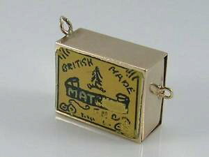 �y���������z�l�b�N���X�@���B���e�[�W3d 9ct�S�[���h�G�i�����}�b�`charmhmk 1961vintage 3d 9ct gold enamel match box charmhmk 1961