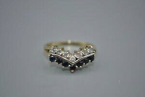 �y���������z�l�b�N���X�@9ct�S�[���h�z���C�g�X�g�[�������O9ct gold blue white stone ring