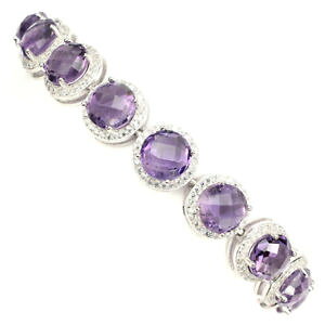 yzlbNX@JbgAWXg714X^[O925sterling silver 925 genuine natural round cut amethyst bracelet 714 inch