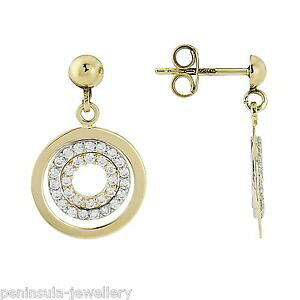 yzlbNX@S[hEhCOhbv{bNXv[g listing9ct gold cz round drop earrings, hallmarked gift boxed birthday gift