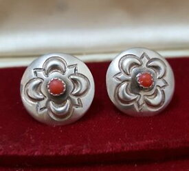 【送料無料】ネックレス　アレックスビンテージスターリングシルバースタッドイヤリングネイティブアメリカンalex begay vintage sterling silver stud earrings, native american, red coral