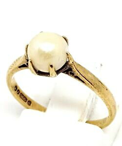 �y���������z�l�b�N���X�@�C�G���[�S�[���h�p�[�������O�T�C�Ystunning 9ct yellow gold pearl ring size m 12 fullyhallmarked