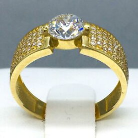 【送料無料】ネックレス　イエローゴールドキュービックジルコンリングサイズstunning 9ct yellow gold cubic zircon engagement eternity ring size m 102