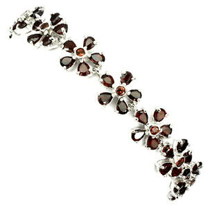 yzlbNX@X^[OVo[K[lbguXbgC`sterling silver 925 genuine natural garnet gemstone flower bracelet 7 inches