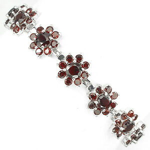 yzlbNX@X^[OVo[K[lbguXbgC`sterling silver 925 genuine natural garnet gemstone floral bracelet 7 inch