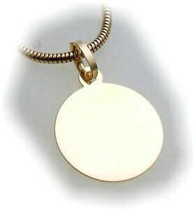 �y���������z�l�b�N���X�@�y���_���g�v���[�g���E���h���A���S�[���hpendant engraving plate round real gold 585 incl yellow quality 14kt