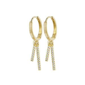 �y���������z�l�b�N���X�@�C�G���[�S�[���h�h���b�v�C�������O9ct yellow gold long drop earrings with white stones