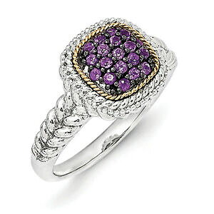 yzlbNX@AWXgNX^OX^[OVo[kS[hANZgamethyst cluster ring 925 sterling silver amp; 14k gold accent sz 68 shey couture