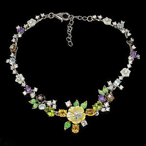 yzlbNX@X^[OVo[p[gp[YAWXgyhbguXbgC`sterling silver 925 mother of pearl topaz amethyst peridot bracelet 7595 inch