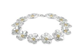 【送料無料】ネックレス　スターリングシルバーデイジーチェーンブレスレットsterling silver amp; 14ct gold plated daisy bracelet