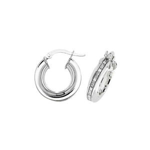 �y���������z�l�b�N���X�@�z���C�g�S�[���h�t�[�v�C�������O 9ct white gold hoop earrings