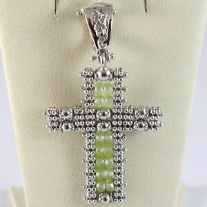 �y���������z�l�b�N���X�@�y���_���g�V���o�[�N���X�\�t�g�y���h�b�gcharm pendant 925 silver, cross finely worked soft, spheres, peridot