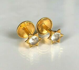 �y���������z�l�b�N���X�@�\���b�h�C�G���[�S�[���h�X�^�b�h�C�������O20k solid yellow gold and white stone star stud earrings 173g
