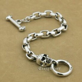 【送料無料】ネックレス　ハンドメイドスターリングシルバースカルチェーンメンズバイカーパンクブレスレットhandmade 925 sterling silver skull chain mens biker punk bracelet 9n014c