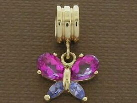 【送料無料】ネックレス　ソリッドゴールドタンザナイトピンクトパーズバタフライドロップビーズ9ct solid gold natural tanzanite amp; pink topaz butterfly drop dangle bead charm