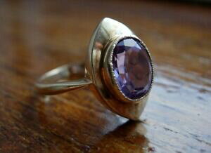 yzlbNX@re[Wt@COAWXg~bhZ`[TCY\bhS[hvintage fine modernist unusual ring amethyst mid century size n solid gold 9ct