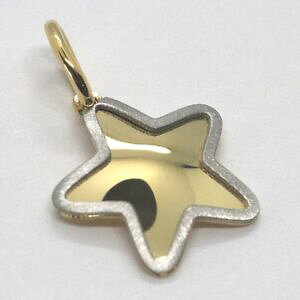 �y���������z�l�b�N���X�@�C�G���[�S�[���h�y���_���g�z���C�g�C�^���A�T�e��yellow gold pendant white 750 18k, star with edge satin, made in italy