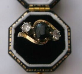 【送料無料】ネックレス　スタイリッシュゴールドリングサファイアサイズwomens stylish 9ct gold ring sapphire stone hallmarked weight 23g size k