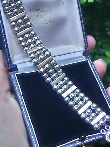 yzlbNX@\bhX^[OVo[r[Y_jXguXbggheavy solid sterling silver beaded modernist bracelet 60g