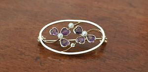 yzlbNX@AWXgp[u[`CG[S[hamethyst and pearl brooch 9ct yellow gold