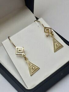 �y���������z�l�b�N���X�@�C�G���[�S�[���h�M���V���L�[�h���b�v�C�������O14ct yellow gold greek key drop earrings
