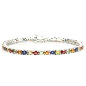yzlbNX@X^[OVo[Tt@CAuXbgC`sterling silver 925 genuine natural fancy songea sapphire bracelet 7 inches