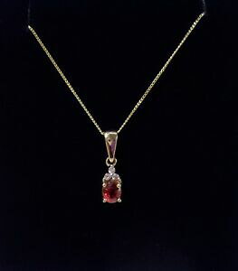 �y���������z�l�b�N���X�@���b�h�T�t�@�C�A�y���_���g×�`�F�[��red sapphire pendant 16mm x 4mm chain length 18in 46cm
