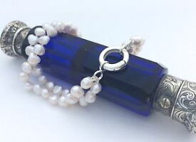 【送料無料】ネックレス　2スターリングdouble row freshwater pearl and sterling silver bracelet, handmade