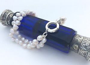 yzlbNX@2X^[Odouble row freshwater pearl and sterling silver bracelet, handmade