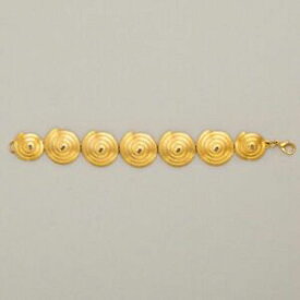 【送料無料】ネックレス　ビンテージゴールデンディスクリンクブレスレットa vintage golden 7 disc spiral hammered link womens bracelet