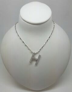 �y���������z�l�b�N���X�@�z���C�g�S�[���h�y���_���g�h��miran 080240 9k white gold letter h cz pendant rrp 219