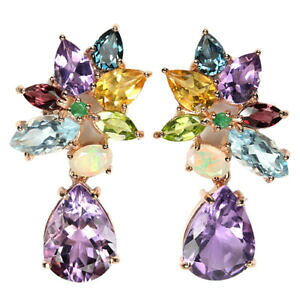 yzlbNX@AWXggp[YVgIp[GhX^[OVo[COreal big 16x12 amethyst topaz citrine opal emerald sterling 925 silver earring