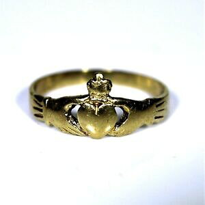 �y���������z�l�b�N���X�@���B���e�[�Wk�S�[���h�b�h�N���_�����O�T�C�Yvintage 9ct 9k gold claddagh ring size 4 14 h 12
