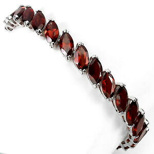 yzlbNX@ejX7X^[O925sterling silver 925 genuine natural garnet marquise tennis bracelet 7 inch